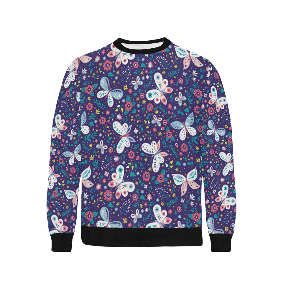 Colorful butterfly flower pattern.eps Men's Crew Neck Sweatshirt