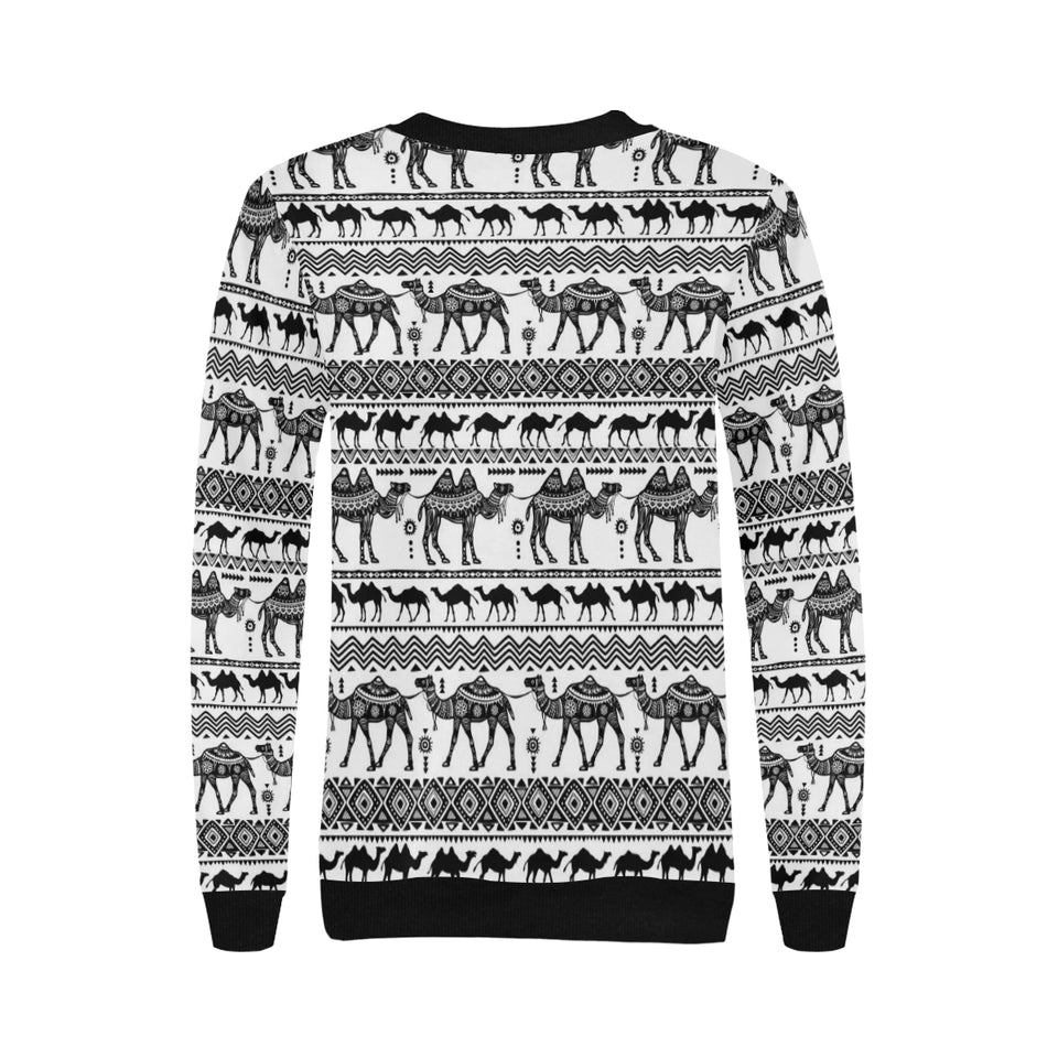 Camel polynesian tribal pattern Women's Crew Neck Sweatshirt