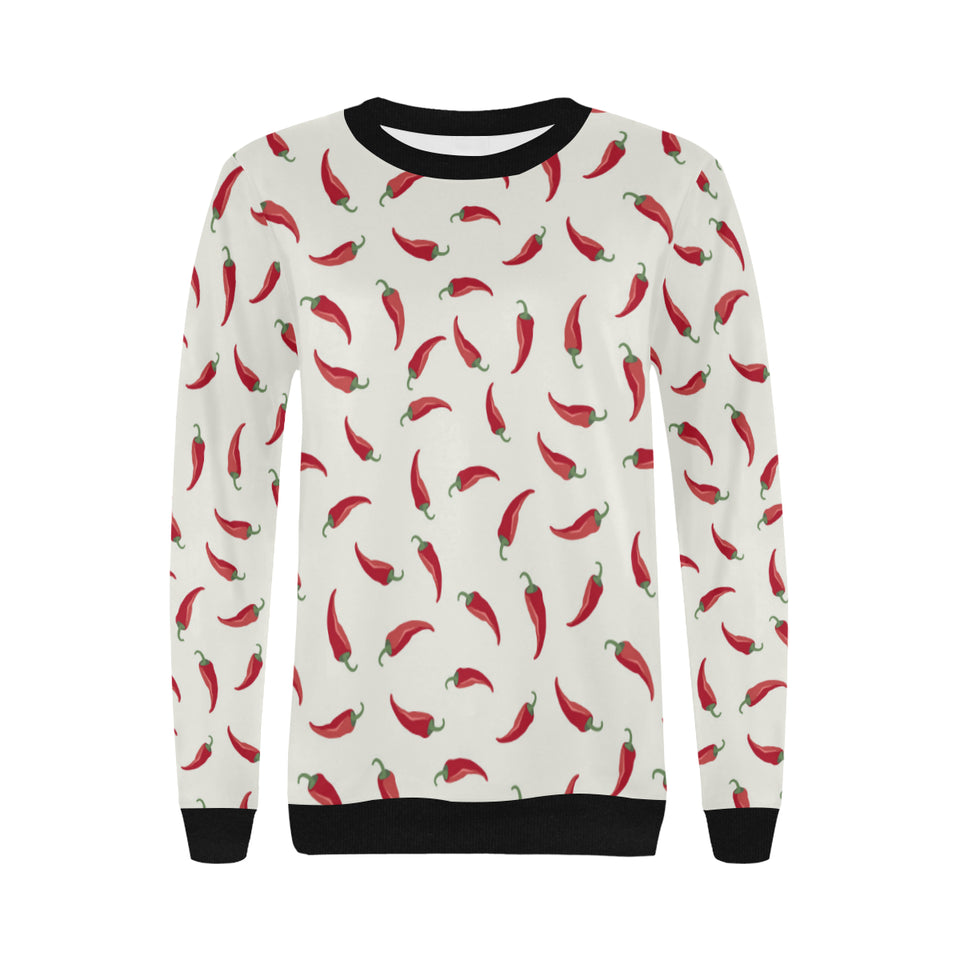 Chili peppers pattern Women's Crew Neck Sweatshirt