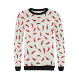 Chili peppers pattern Women's Crew Neck Sweatshirt