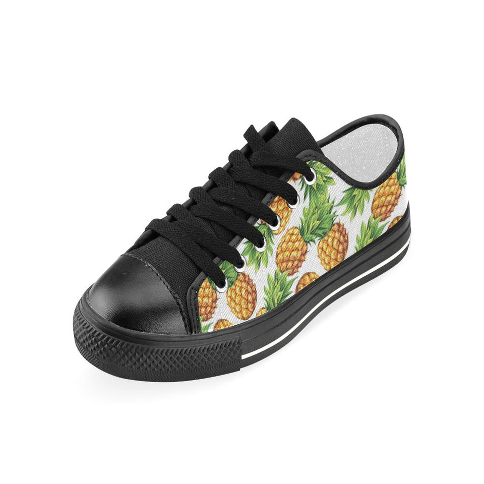 Pineapples design pattern Kids' Boys' Girls' Low Top Canvas Shoes Black