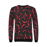 Chili peppers pattern black background Women's Crew Neck Sweatshirt