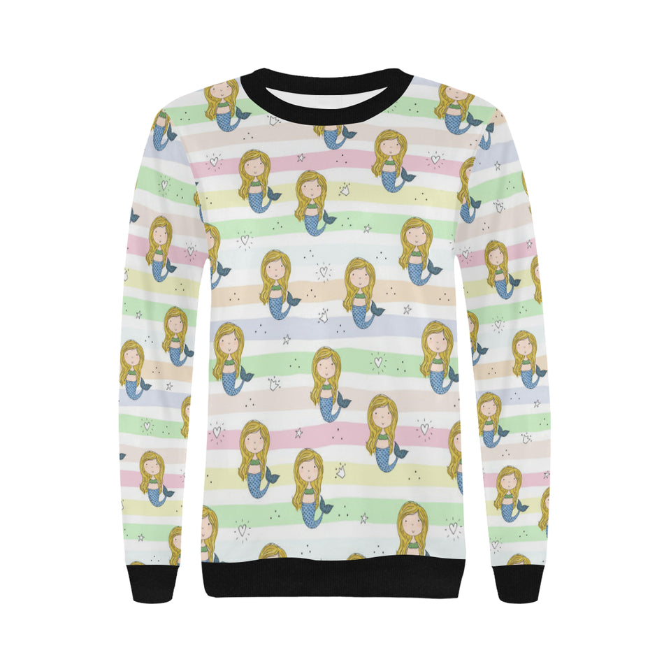 Cute hand drawn mermaid Women's Crew Neck Sweatshirt