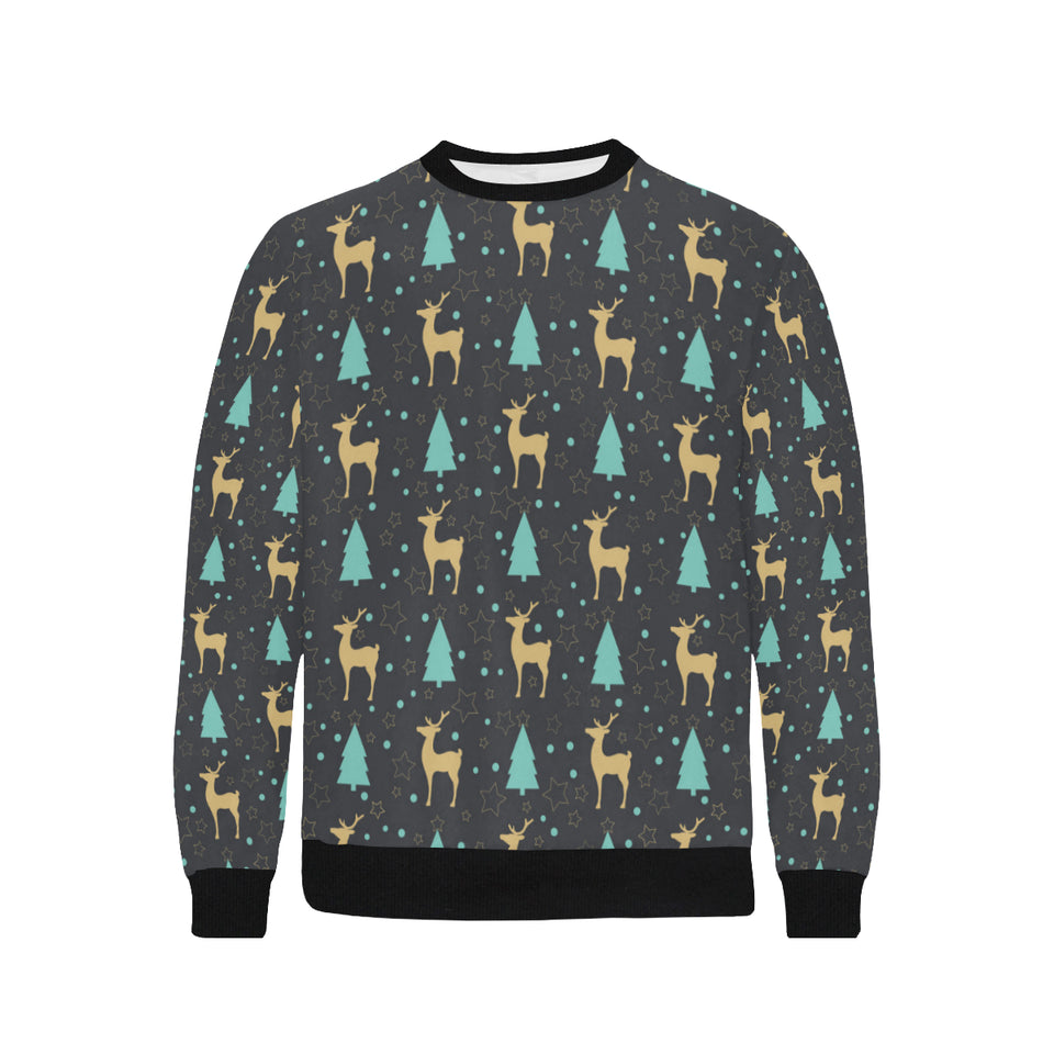 Deers star tree pattern Men's Crew Neck Sweatshirt