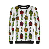 colorful apples leave zebra stripe Women's Crew Neck Sweatshirt