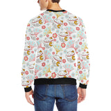 Maneki neko cat fan sakura Men's Crew Neck Sweatshirt