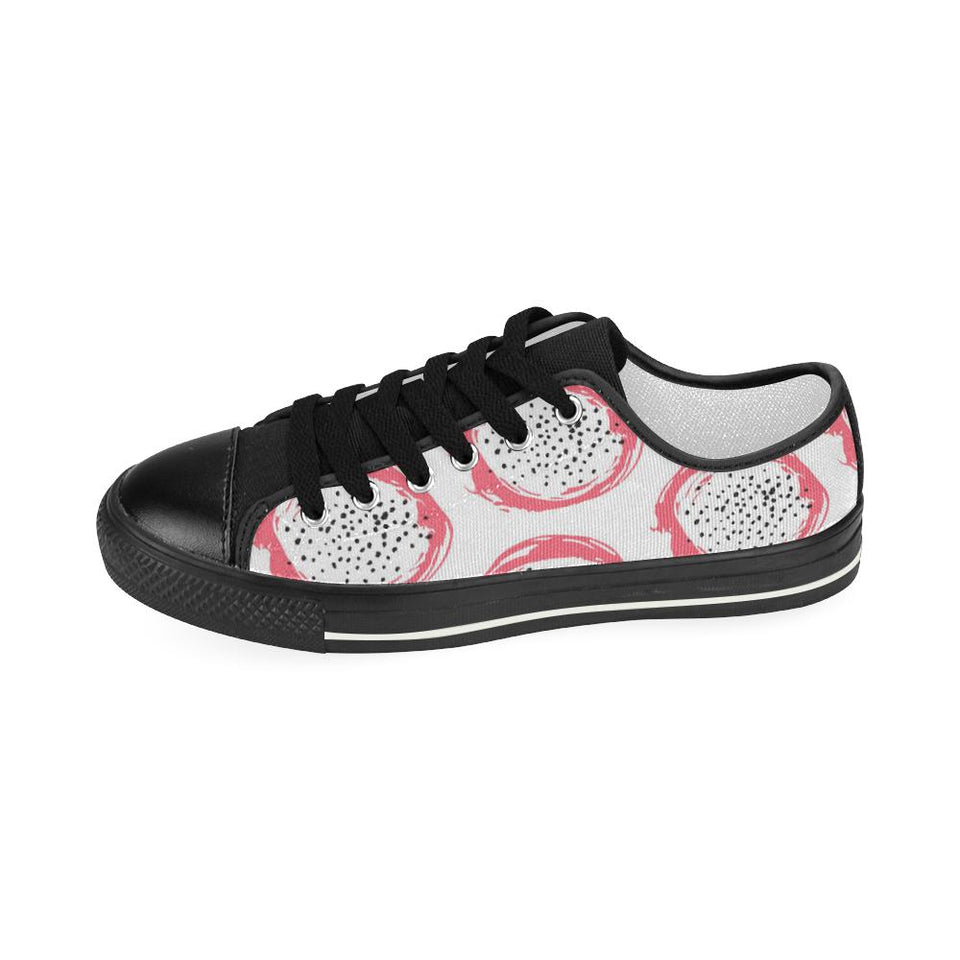 Hand drawn dragon fruit Kids' Boys' Girls' Low Top Canvas Shoes Black