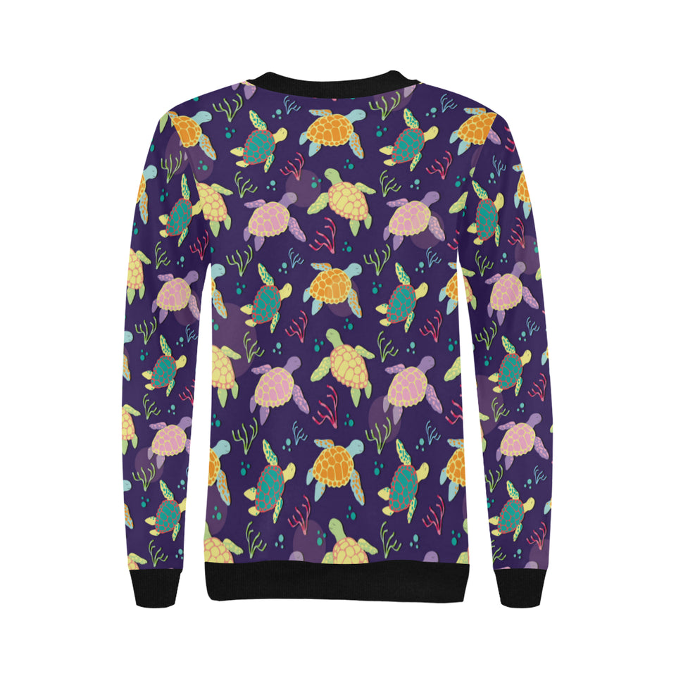 Colorful sea turtle pattern Women's Crew Neck Sweatshirt