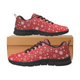 Snowflake pattern red background Women's Sneaker Shoes