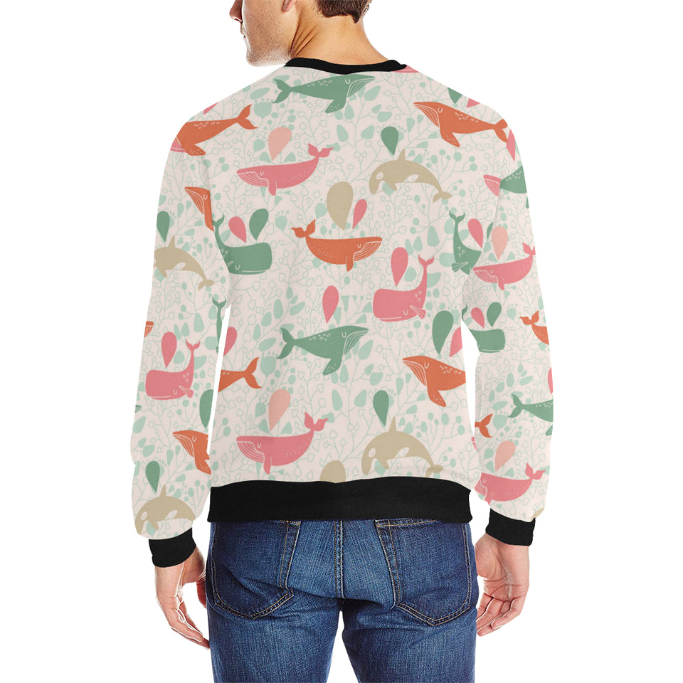 Cute whale pattern Men's Crew Neck Sweatshirt