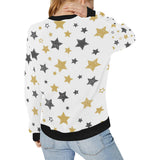 hand drawn gold black star pattern Women's Crew Neck Sweatshirt