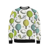 Hot Air Balloon Bird Cloud Pattern Men's Crew Neck Sweatshirt