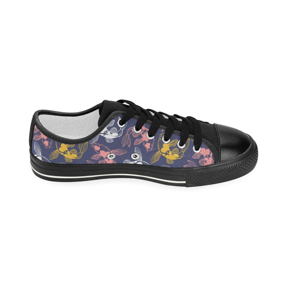 Fancy Carp pattern Kids' Boys' Girls' Low Top Canvas Shoes Black