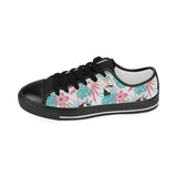 Toucan tropical flower leave pattern Kids' Boys' Girls' Low Top Canvas Shoes Black