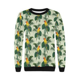 Beautiful parrot palm leaves pattern Women's Crew Neck Sweatshirt