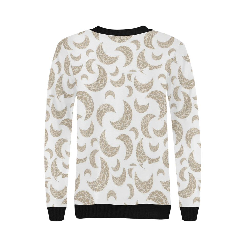Cool gold moon abstract pattern Women's Crew Neck Sweatshirt