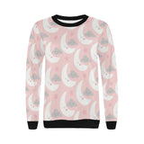 Cute moon cloud star pattern pink dot background Women's Crew Neck Sweatshirt