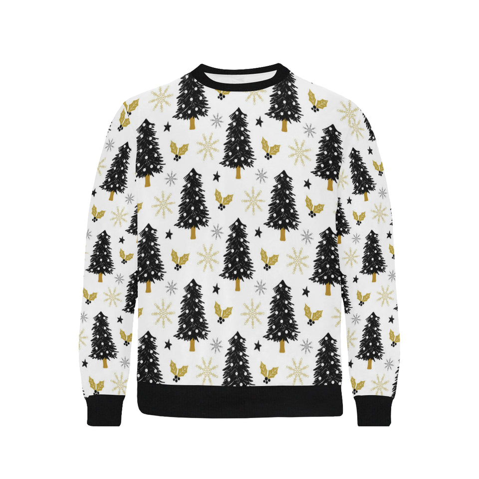 Christmas tree holly snow star pattern Men's Crew Neck Sweatshirt