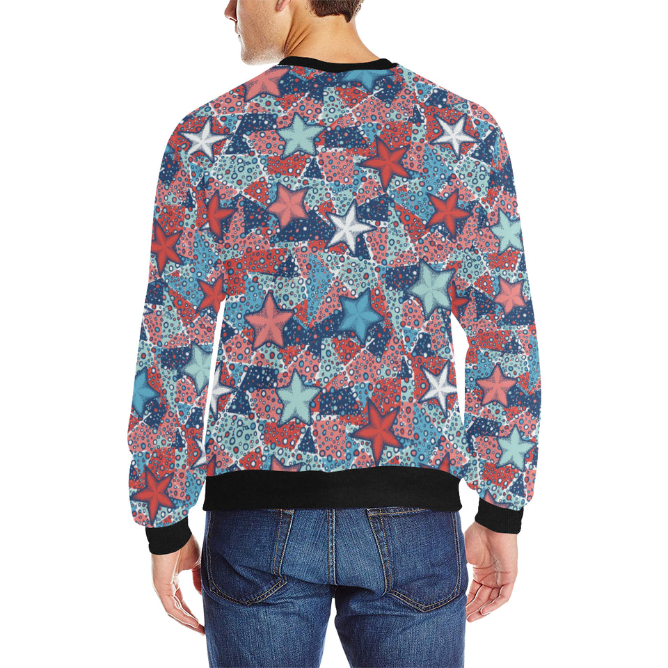 Hand drawn colorful starfish Men's Crew Neck Sweatshirt