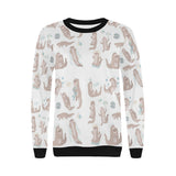 Cute sea otters pattern Women's Crew Neck Sweatshirt