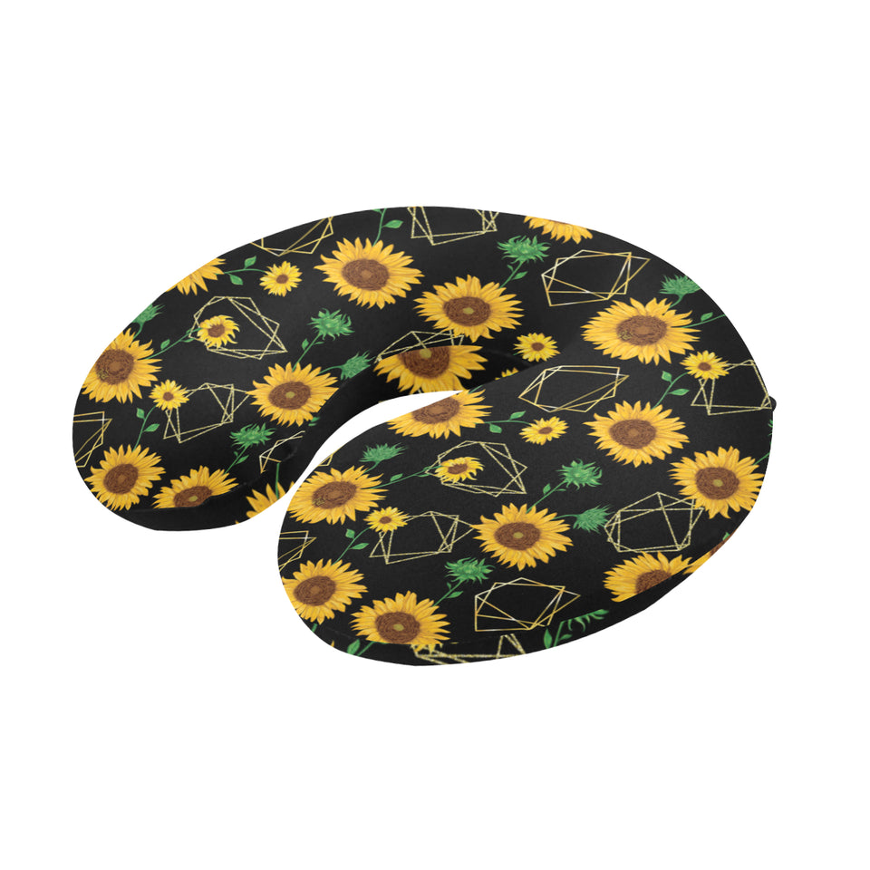 sunflower golden polygonal shapes U-Shaped Travel Neck Pillow