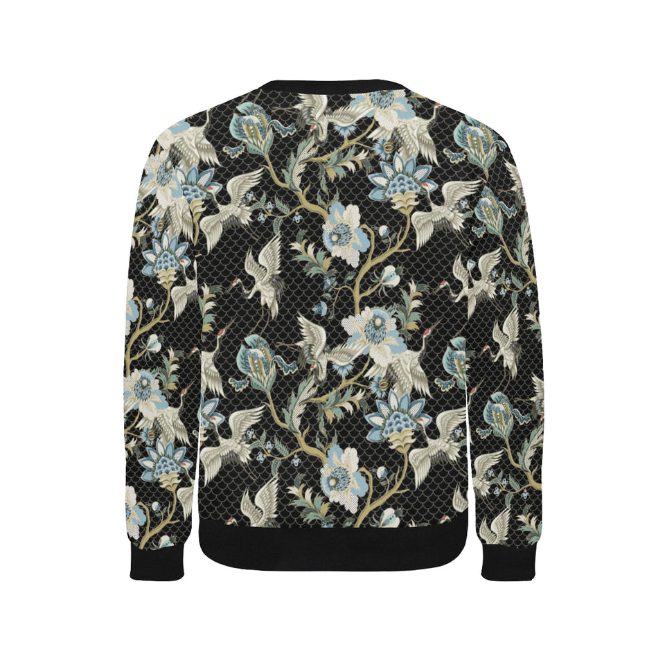 Japanese crane ornament elements Men's Crew Neck Sweatshirt