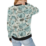 Dragonfly Butterfly Plants insect flower vintage s Women's Crew Neck Sweatshirt