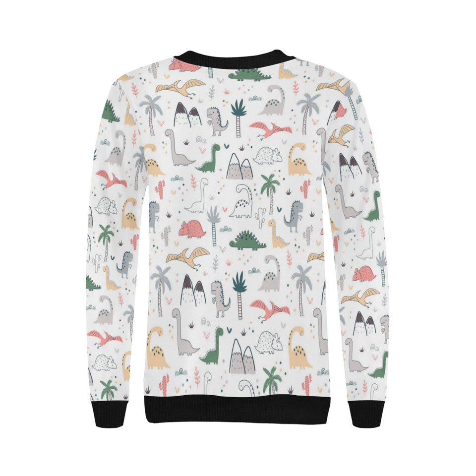 Cute cartoon dinosaurs tree pattern Women's Crew Neck Sweatshirt