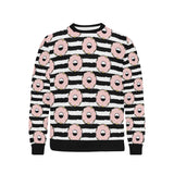 Donuts pink icing striped pattern Men's Crew Neck Sweatshirt