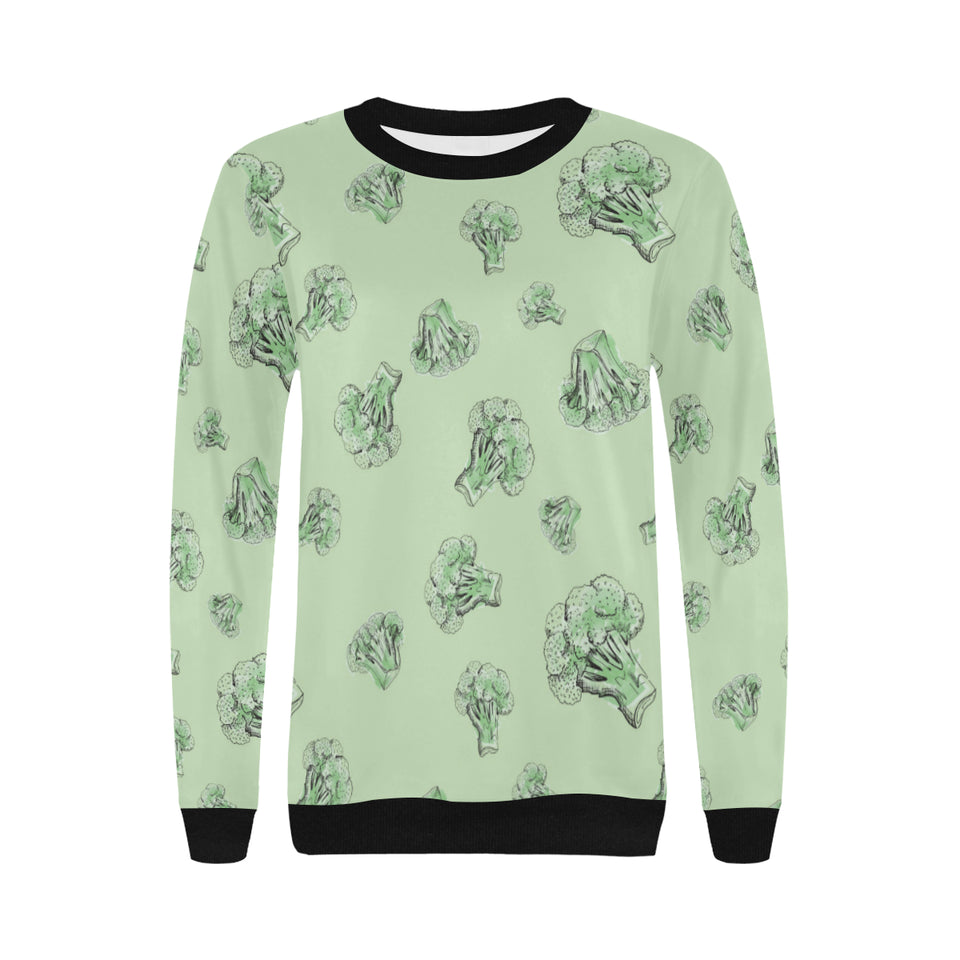 broccoli sketch pattern Women's Crew Neck Sweatshirt