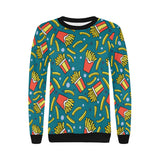 French fries red paper box pattern Women's Crew Neck Sweatshirt