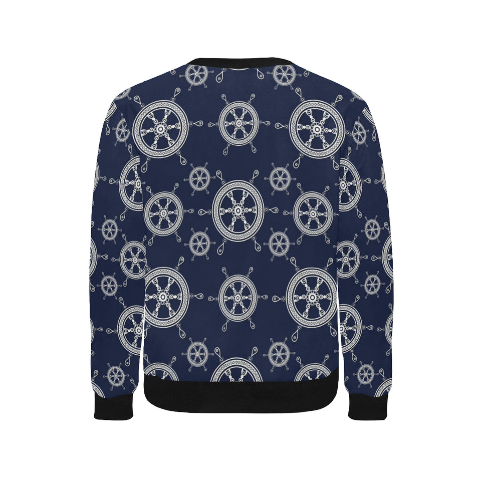 nautical steering wheel design pattern Men's Crew Neck Sweatshirt