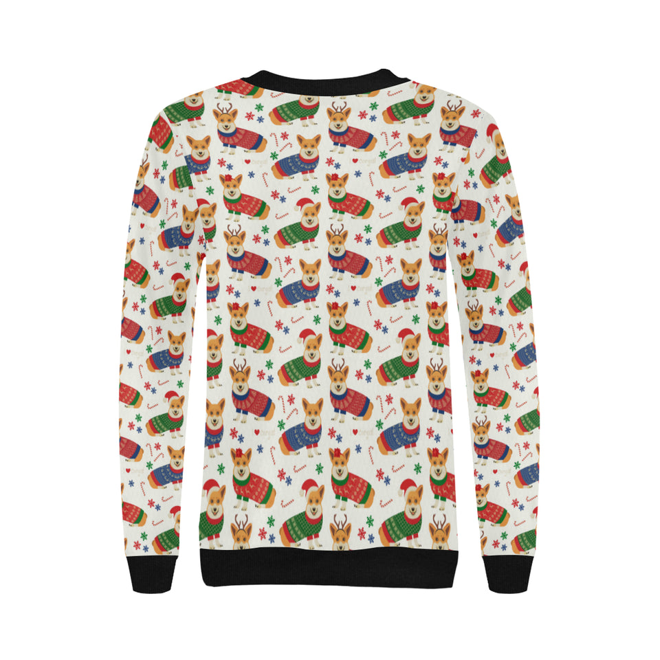 Corgi Christmas Pattern Women's Crew Neck Sweatshirt