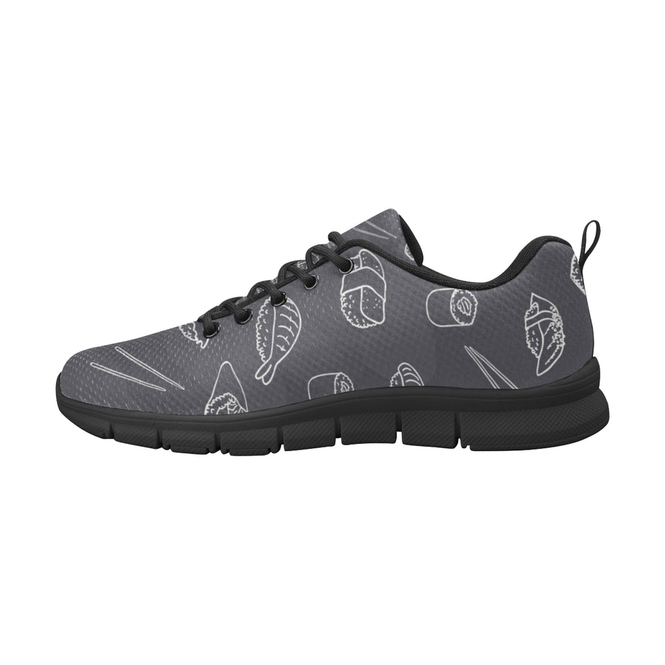 sushi pattern black background Women's Sneaker Shoes