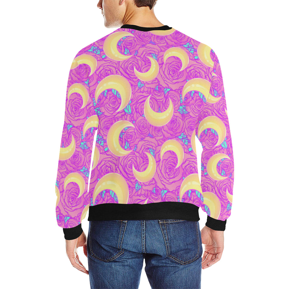 Moon pink rose background Men's Crew Neck Sweatshirt