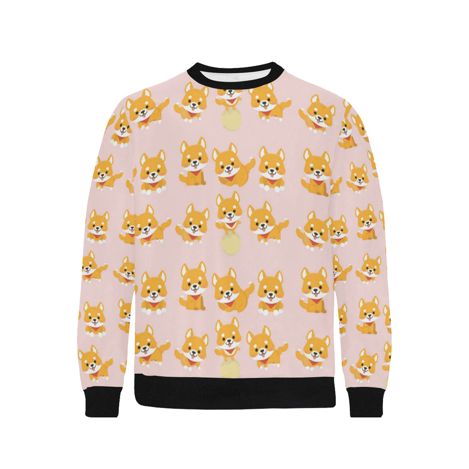 Cute shiba inu dog pattern Men's Crew Neck Sweatshirt