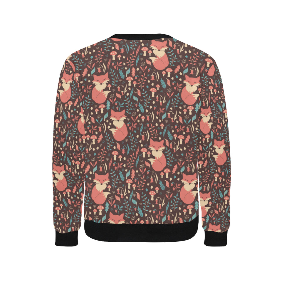 fox leaves mushroom pattern Men's Crew Neck Sweatshirt