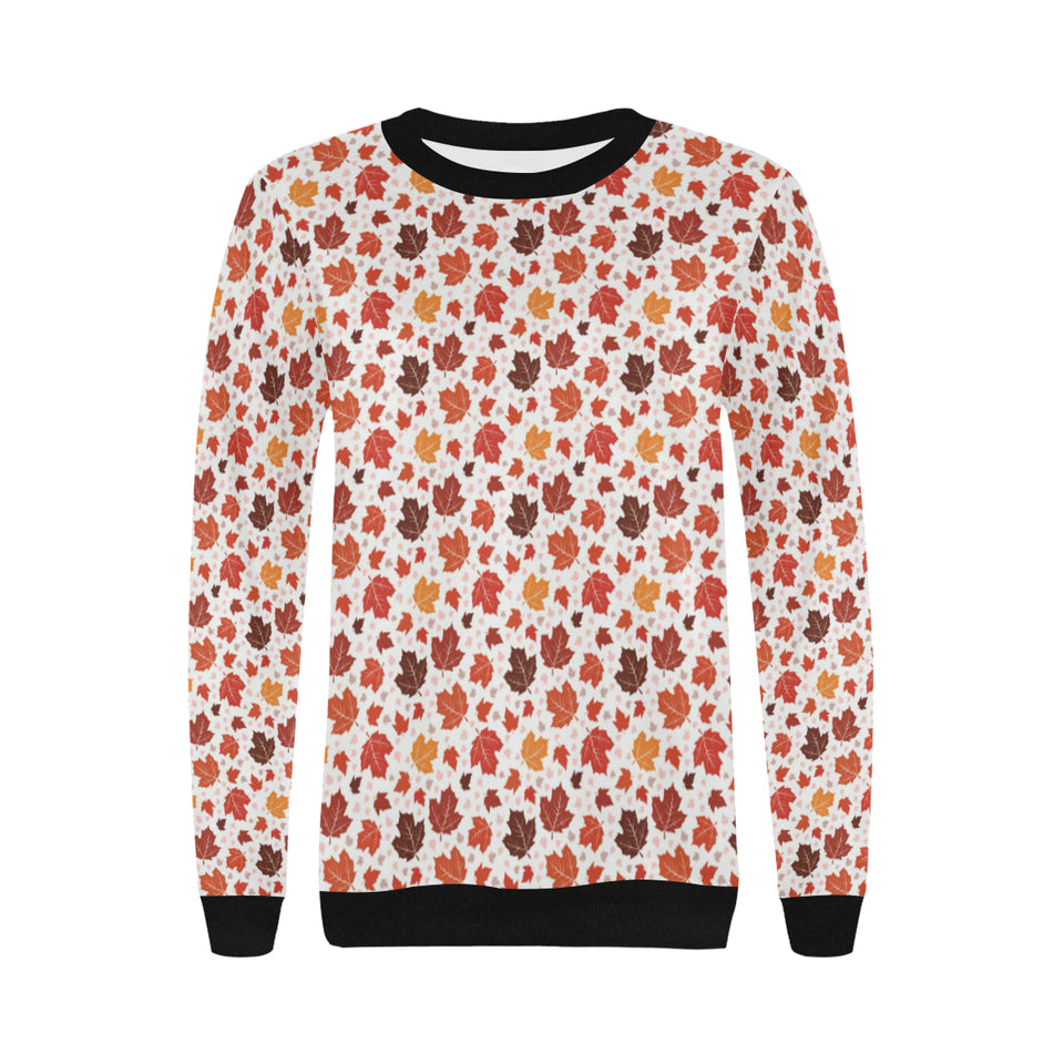 Colorful Maple Leaf pattern Women's Crew Neck Sweatshirt