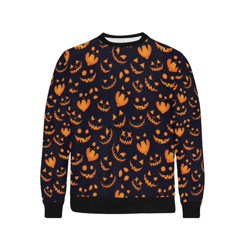 Halloween pattern Pumpkin background Men's Crew Neck Sweatshirt