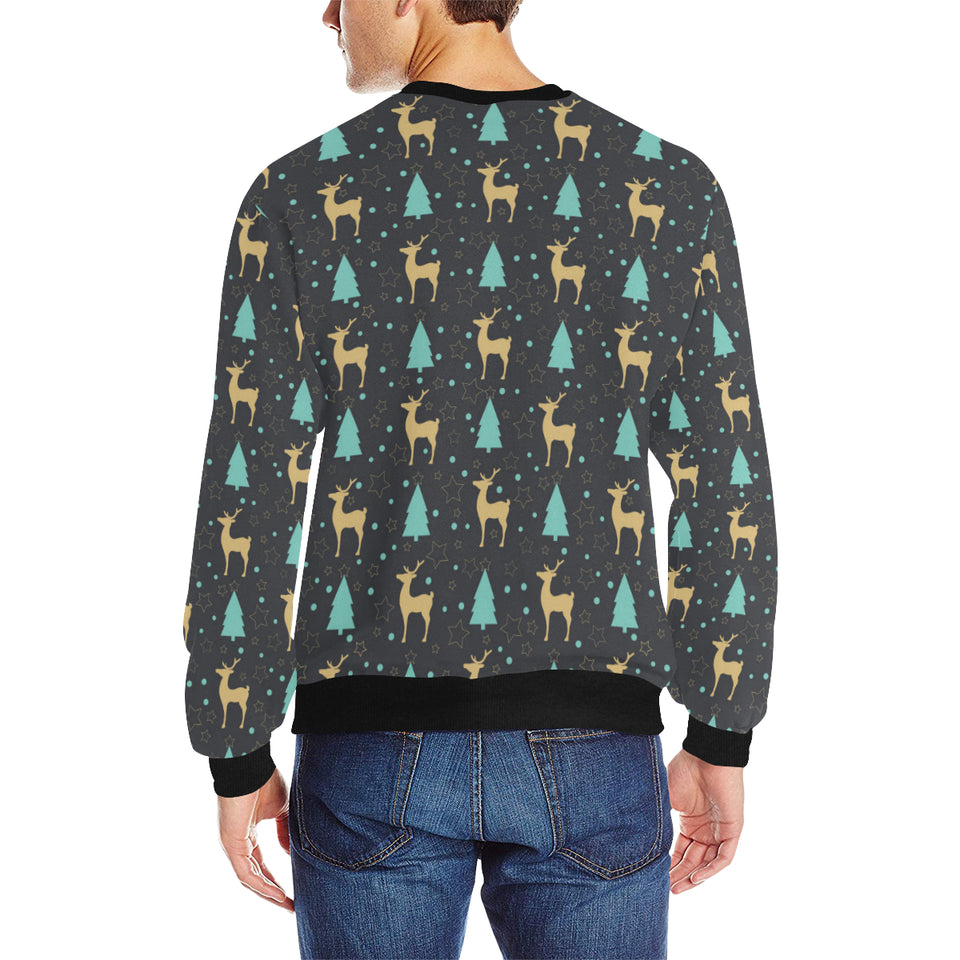 Deers star tree pattern Men's Crew Neck Sweatshirt