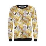 Cool Bee honeycomb leaves pattern Women's Crew Neck Sweatshirt