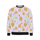 cute onions smiling faces purple background Men's Crew Neck Sweatshirt