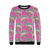 Chameleon lizard pattern pink background Women's Crew Neck Sweatshirt