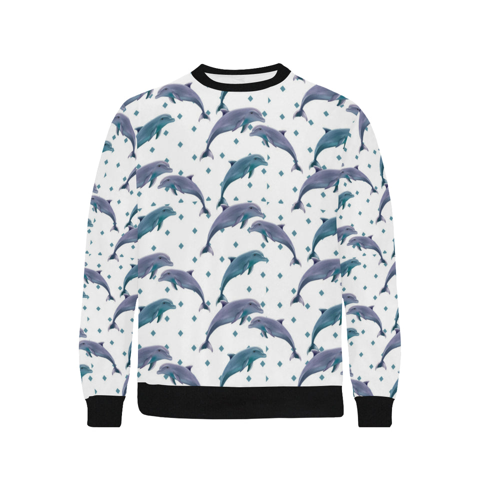 Dolphins pattern dotted background Men's Crew Neck Sweatshirt
