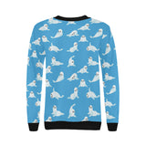 Cute sea lion seal pattern background Women's Crew Neck Sweatshirt
