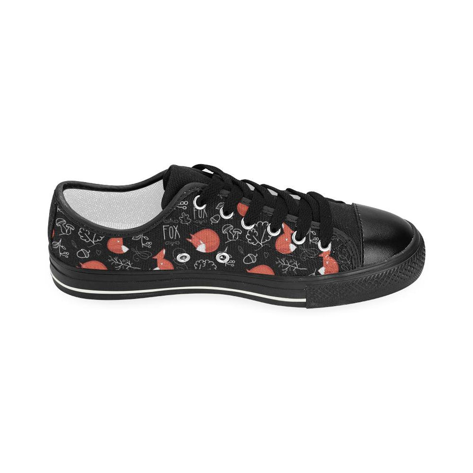 fox sleeping fox pattern Kids' Boys' Girls' Low Top Canvas Shoes Black