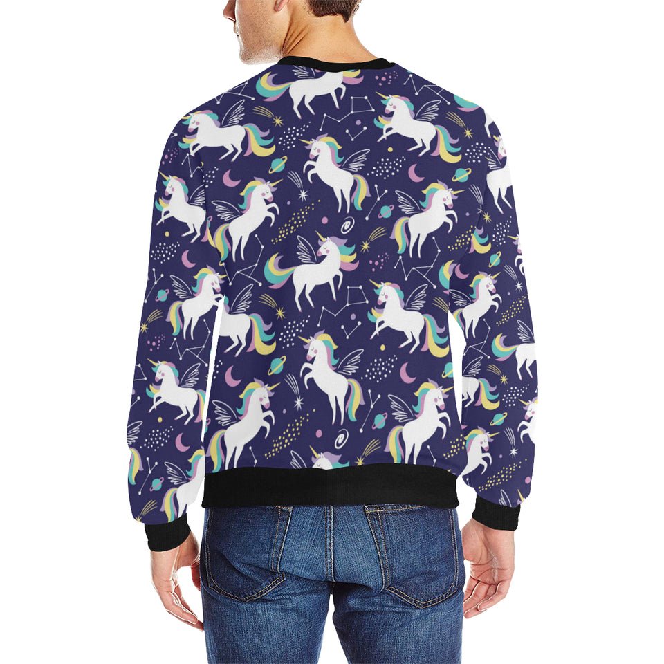 Hand drawn cute unicorn star planet Men's Crew Neck Sweatshirt