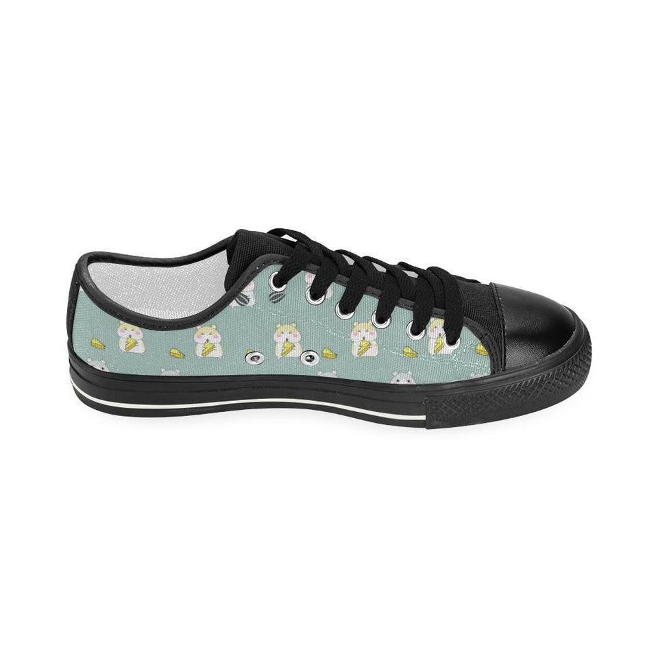 Cute hamster cheese pattern Kids' Boys' Girls' Low Top Canvas Shoes Black