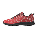 Snowflake pattern red background Women's Sneaker Shoes