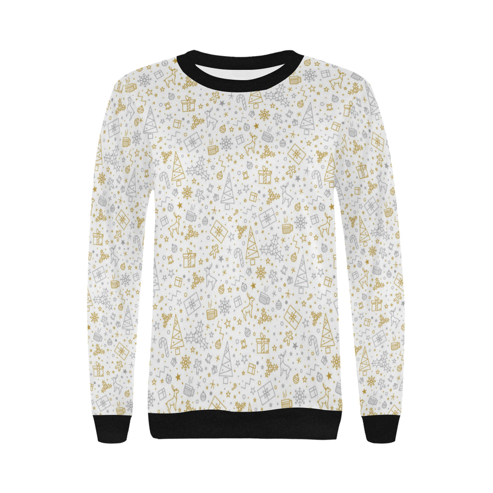 Christmas tree Christmas element Silver gold patte Women's Crew Neck Sweatshirt